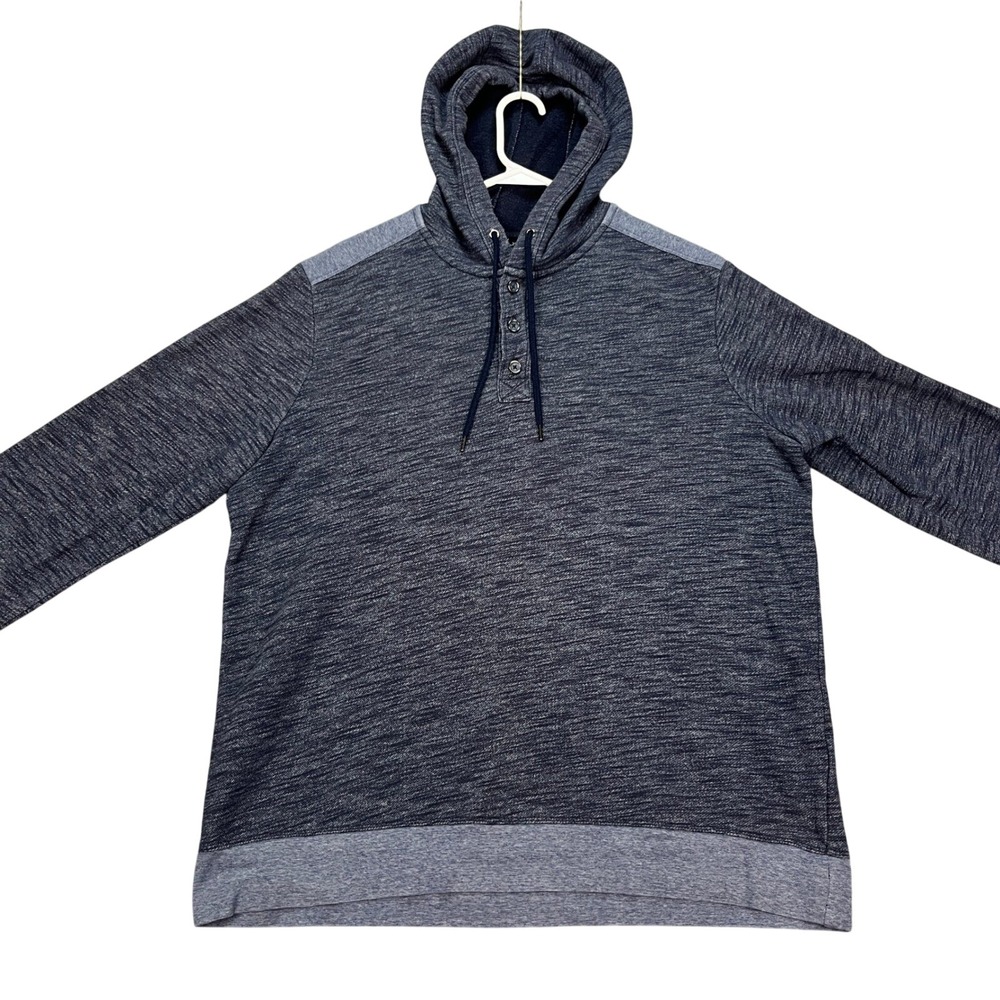 Marc Anthony Mens XL‎ Heathered Gray Long Sleeve Button Up Hoodie Pullover